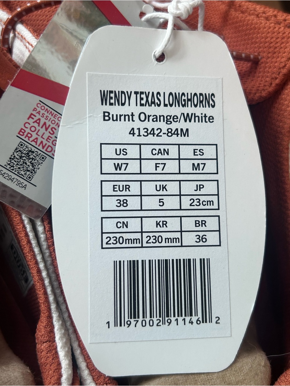NWT Hey Dude Wendy Slip-On Shoes Texas Longhorns Burnt Orange White - Picture 5 of 5